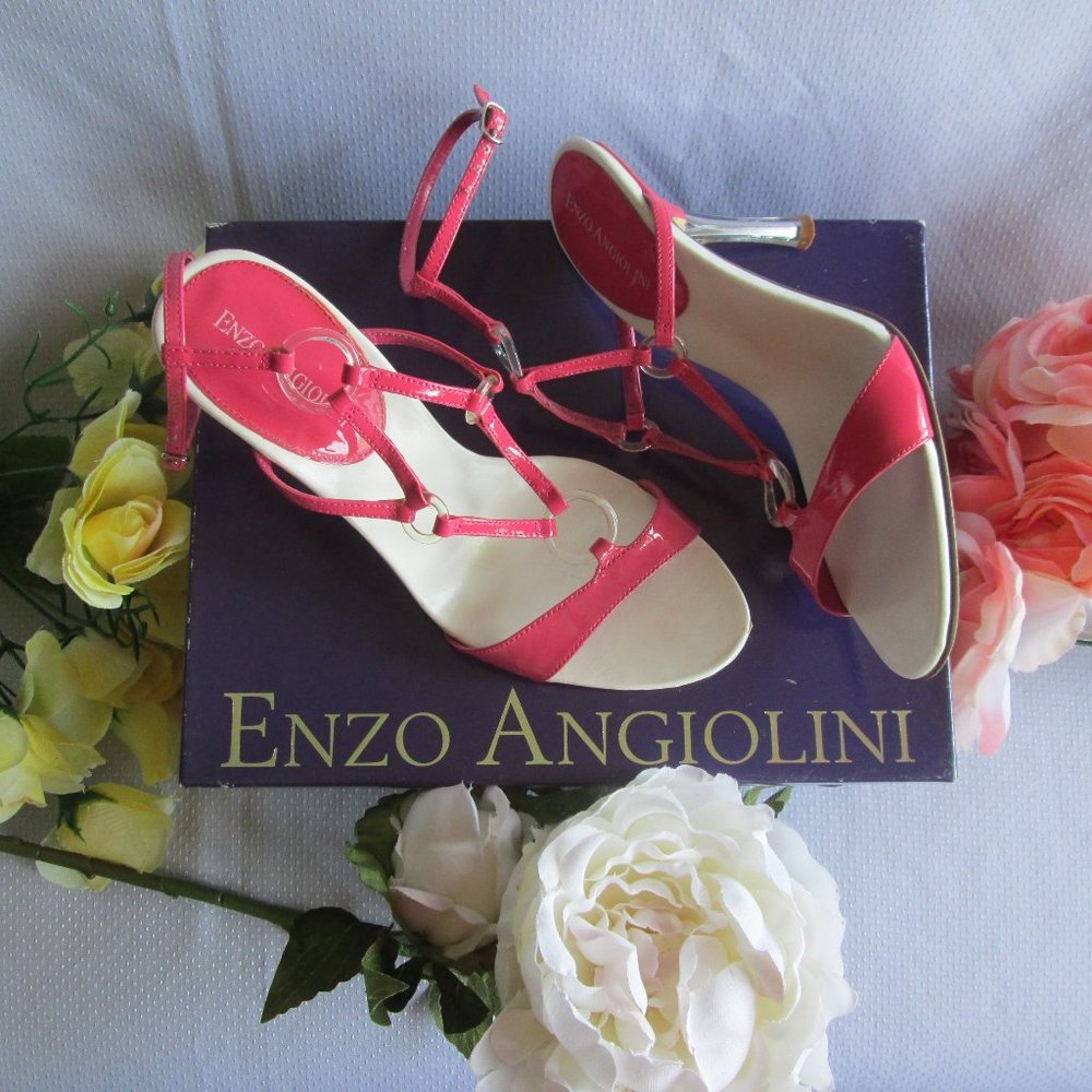💗 ENZO ANGIOLINI DARK PINK PATENT STRAPPY SANDALS 7.5 💗